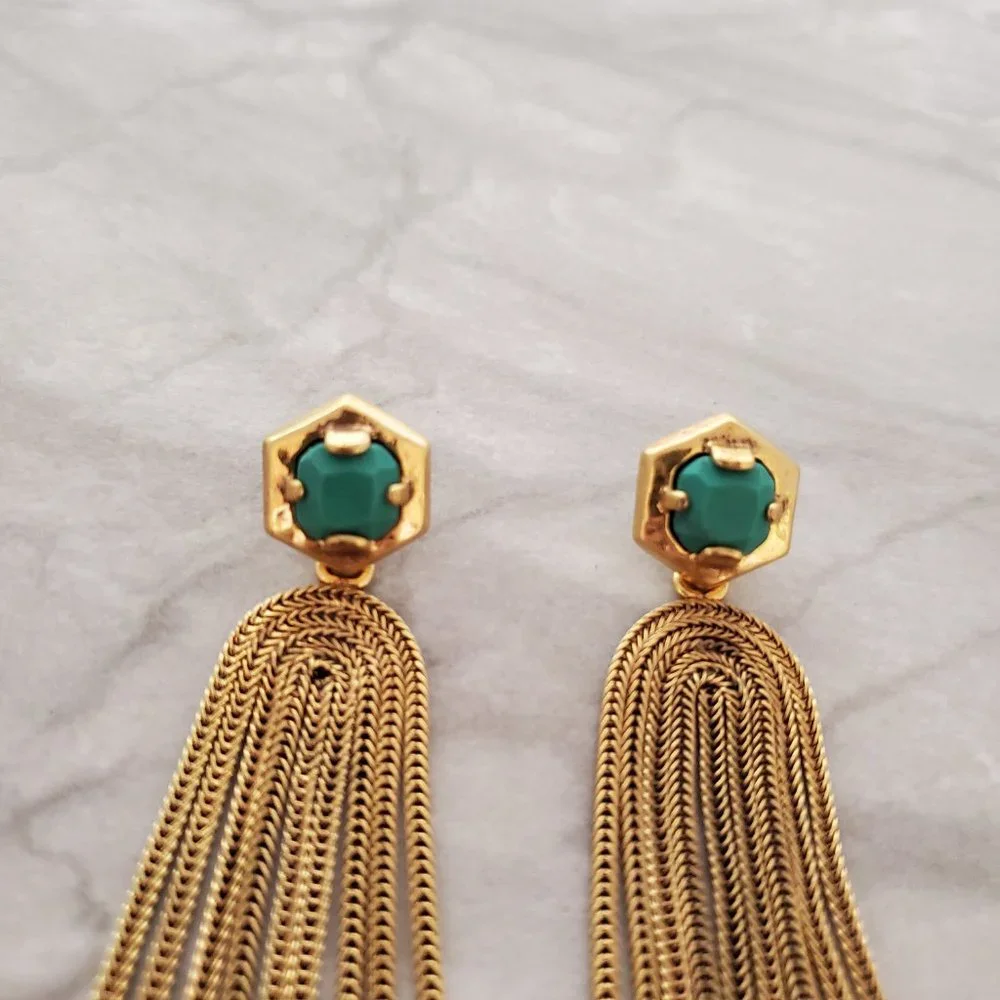 💙 Stella and Dot Odeon Antiqued Chandler Convertible Stud Drop Dangle Earrings - Picture 2 of 10